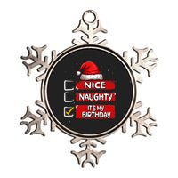 Nice Naughty ItS My Birthday Christmas List Santa Claus Metallic Star Ornament