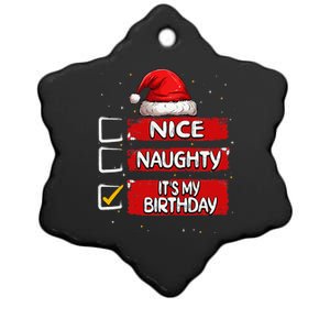 Nice Naughty ItS My Birthday Christmas List Santa Claus Ceramic Star Ornament