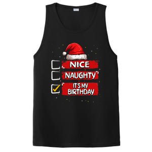 Nice Naughty ItS My Birthday Christmas List Santa Claus PosiCharge Competitor Tank