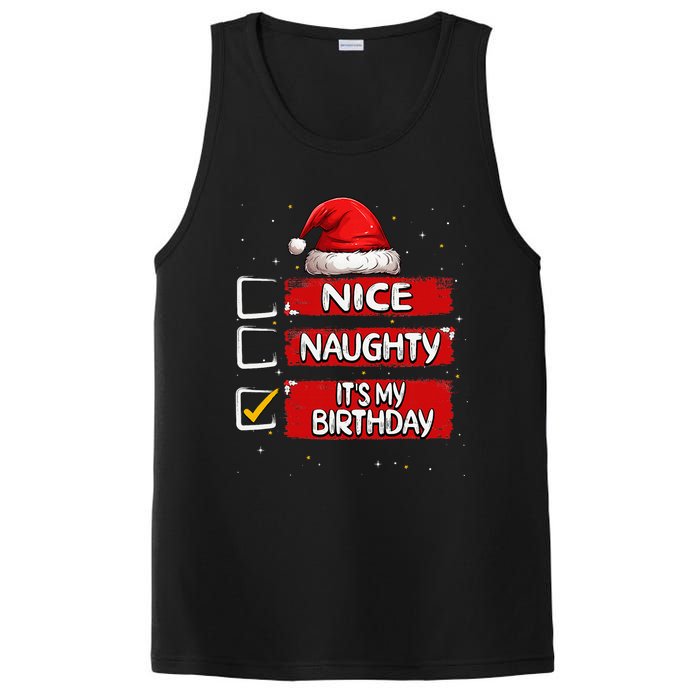 Nice Naughty ItS My Birthday Christmas List Santa Claus PosiCharge Competitor Tank