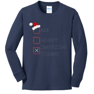 Naughty Nice Insufficient Evidence Funny Xmas Kids Long Sleeve Shirt