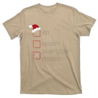 Naughty Nice Insufficient Evidence Funny Xmas T-Shirt