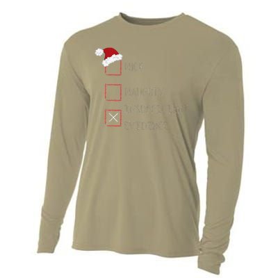 Naughty Nice Insufficient Evidence Funny Xmas Cooling Performance Long Sleeve Crew