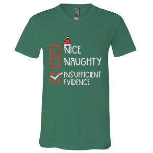 Nice Naughty Insufficient Evidence Christmas Fun Xmas Lawyer V-Neck T-Shirt