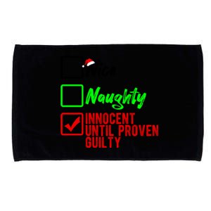 Nice Naughty Innocent Until Proven Guilty Christmas List Gift Microfiber Hand Towel