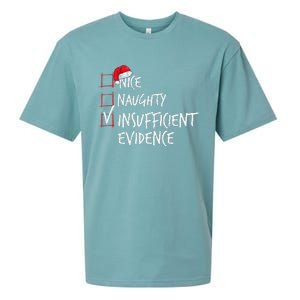 Nice Naughty Insufficient Evidence Christmas List Santa Xmas Sueded Cloud Jersey T-Shirt