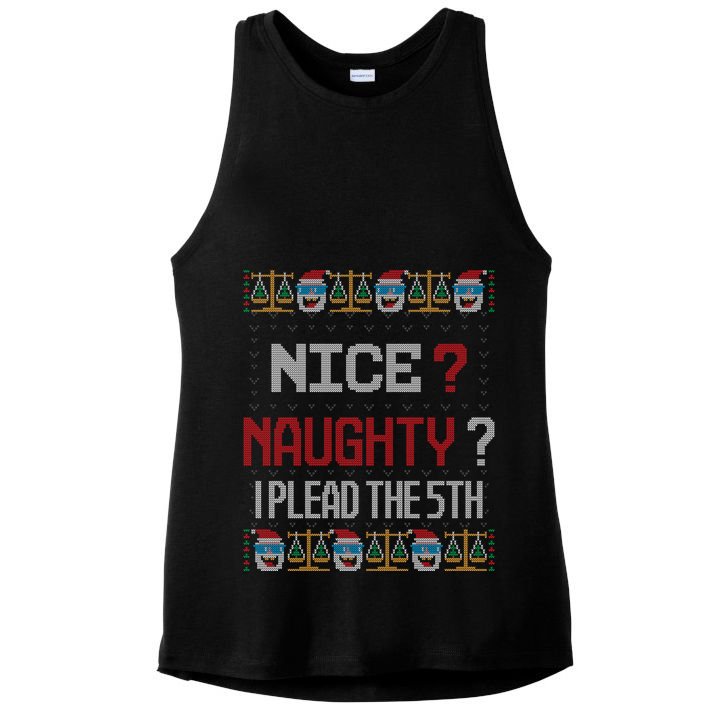 Naughty Nice I Plead The 5th Lawyer Ugly Christmas Gift Ladies PosiCharge Tri-Blend Wicking Tank