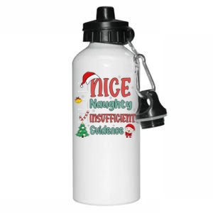 Nice Naughty Insufficient Evidence Christmas List Funny Aluminum Water Bottle