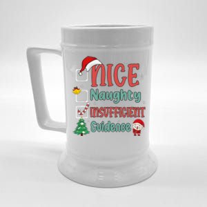 Nice Naughty Insufficient Evidence Christmas List Funny Beer Stein