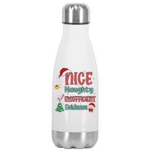 Nice Naughty Insufficient Evidence Christmas List Funny Stainless Steel Insulated Water Bottle