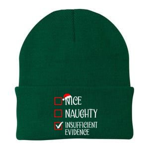 Nice Naughty Insufficient Evidence Funny Christmas List Knit Cap Winter Beanie