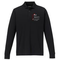 Nice Naughty Insufficient Evidence Funny Christmas List Performance Long Sleeve Polo