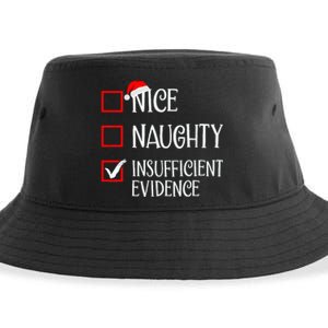 Nice Naughty Insufficient Evidence Funny Christmas List Sustainable Bucket Hat