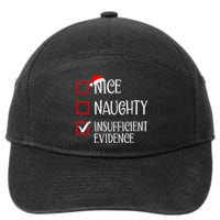 Nice Naughty Insufficient Evidence Funny Christmas List 7-Panel Snapback Hat