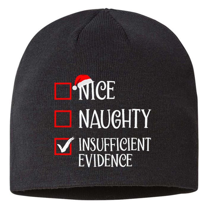 Nice Naughty Insufficient Evidence Funny Christmas List Sustainable Beanie