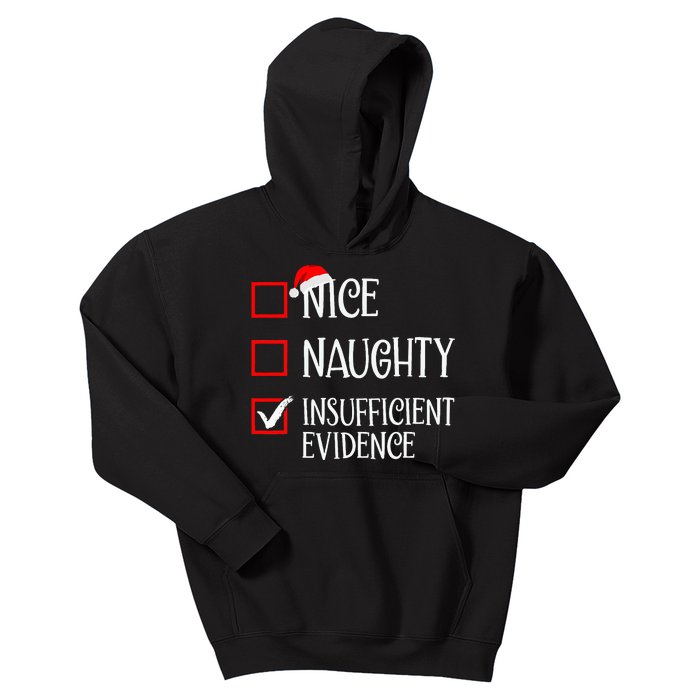 Nice Naughty Insufficient Evidence Funny Christmas List Kids Hoodie