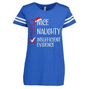 Nice Naughty Insufficient Evidence Funny Christmas List Enza Ladies Jersey Football T-Shirt