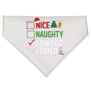 Nice Naughty I Swear I Tried Christmas List Xmas Santa Claus USA-Made Doggie Bandana