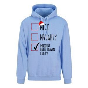 Nice Naughty Innocent Until Proven Guilty Unisex Surf Hoodie