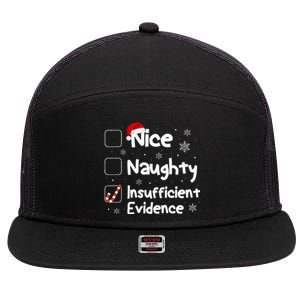 Nice Naughty Insufficient Evidence Christmas Santa Claus 7 Panel Mesh Trucker Snapback Hat