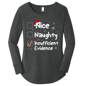 Nice Naughty Insufficient Evidence Christmas Santa Claus Women's Perfect Tri Tunic Long Sleeve Shirt