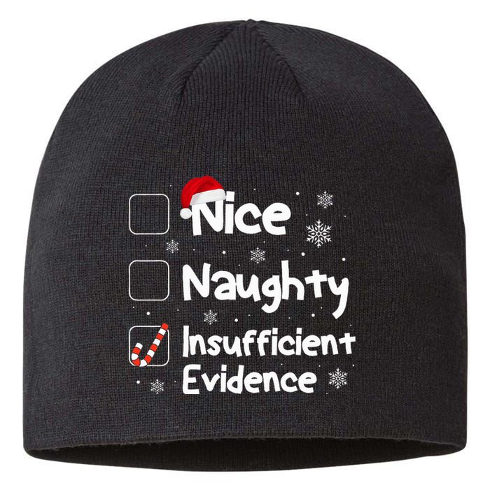 Nice Naughty Insufficient Evidence Christmas Santa Claus Sustainable Beanie