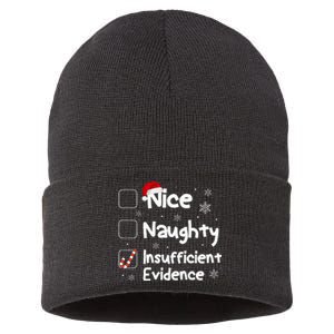 Nice Naughty Insufficient Evidence Christmas Santa Claus Sustainable Knit Beanie