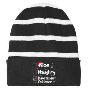 Nice Naughty Insufficient Evidence Christmas Santa Claus Striped Beanie with Solid Band