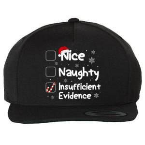 Nice Naughty Insufficient Evidence Christmas Santa Claus Wool Snapback Cap