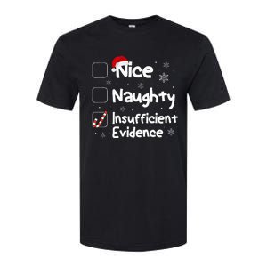 Nice Naughty Insufficient Evidence Christmas Santa Claus Softstyle CVC T-Shirt