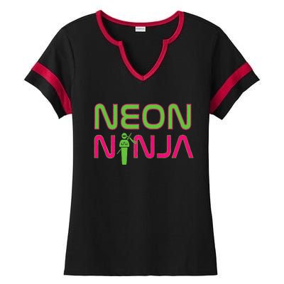 Neon Ninja I Electronic Raver Music Dj Festival Rave Ladies Halftime Notch Neck Tee