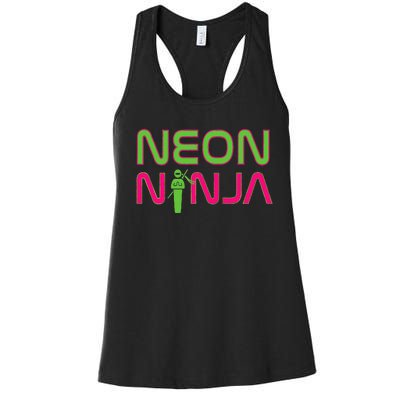 Neon Ninja I Electronic Raver Music Dj Festival Rave Women's Racerback Tank