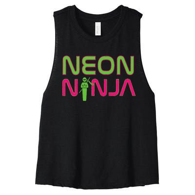 Neon Ninja I Electronic Raver Music Dj Festival Rave Women's Racerback Cropped Tank