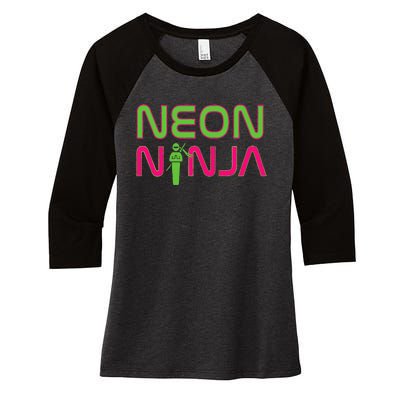 Neon Ninja I Electronic Raver Music Dj Festival Rave Women's Tri-Blend 3/4-Sleeve Raglan Shirt