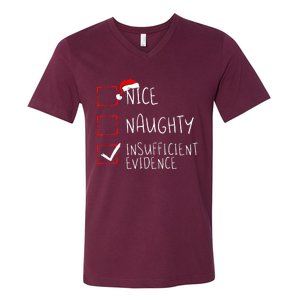 Nice Naughty Insufficient Evidence Christmas Santa Claus V-Neck T-Shirt