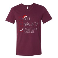 Nice Naughty Insufficient Evidence Christmas Santa Claus V-Neck T-Shirt