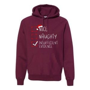 Nice Naughty Insufficient Evidence Christmas Santa Claus Premium Hoodie