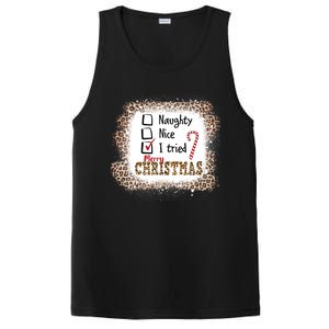 Nice Naughty I Tried Leopard Funny Christmas List Gift PosiCharge Competitor Tank