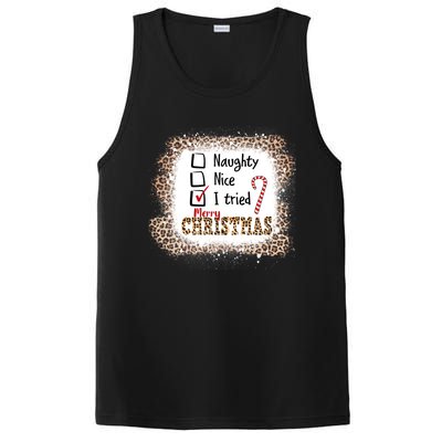 Nice Naughty I Tried Leopard Funny Christmas List Gift PosiCharge Competitor Tank