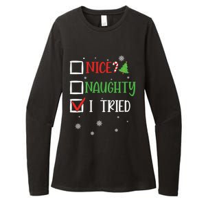 Nice Naughty I Tried Whimsical Christmas Gift Womens CVC Long Sleeve Shirt