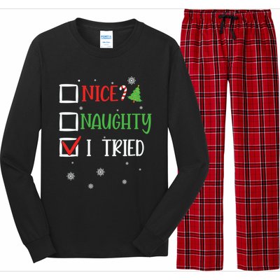 Nice Naughty I Tried Whimsical Christmas Gift Long Sleeve Pajama Set