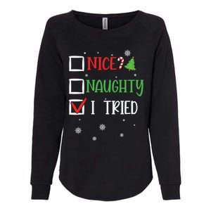 Nice Naughty I Tried Whimsical Christmas Gift Womens California Wash Sweatshirt