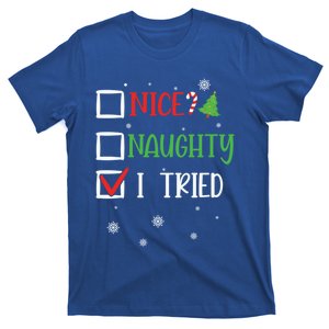 Nice Naughty I Tried Whimsical Christmas Gift T-Shirt