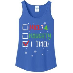 Nice Naughty I Tried Whimsical Christmas Gift Ladies Essential Tank