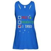 Nice Naughty I Tried Whimsical Christmas Gift Ladies Essential Flowy Tank