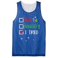 Nice Naughty I Tried Whimsical Christmas Gift Mesh Reversible Basketball Jersey Tank