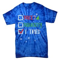 Nice Naughty I Tried Whimsical Christmas Gift Tie-Dye T-Shirt