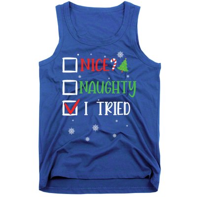 Nice Naughty I Tried Whimsical Christmas Gift Tank Top