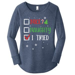 Nice Naughty I Tried Whimsical Christmas Gift Women's Perfect Tri Tunic Long Sleeve Shirt