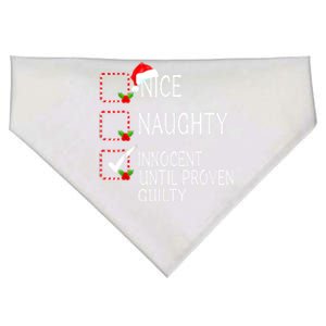 Nice Naughty Innocent Until Proven Guilty Christmas Xmas Gift USA-Made Doggie Bandana